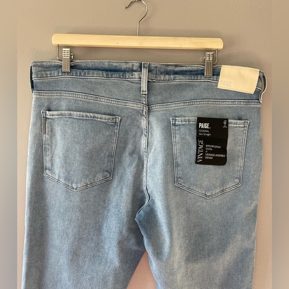 [36] NWT PAIGE Men’s Federal Slim Straight Vintage Jonah Wash Denim Jean - Picture 2 of 16